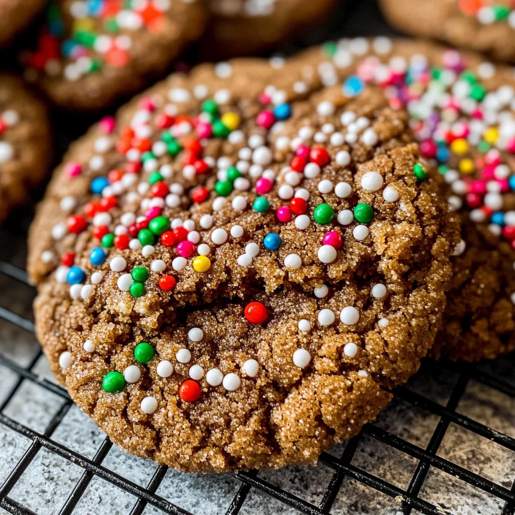 Chewy Gingerbread Sprinkle Cookies