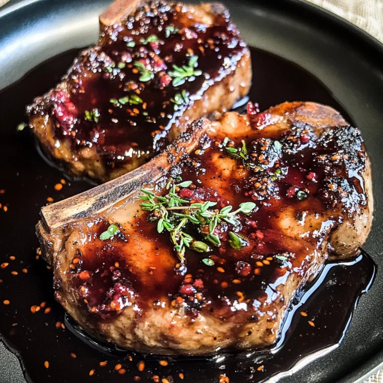 RASPBERRY BALSAMIC GLAZED beef CHOPS