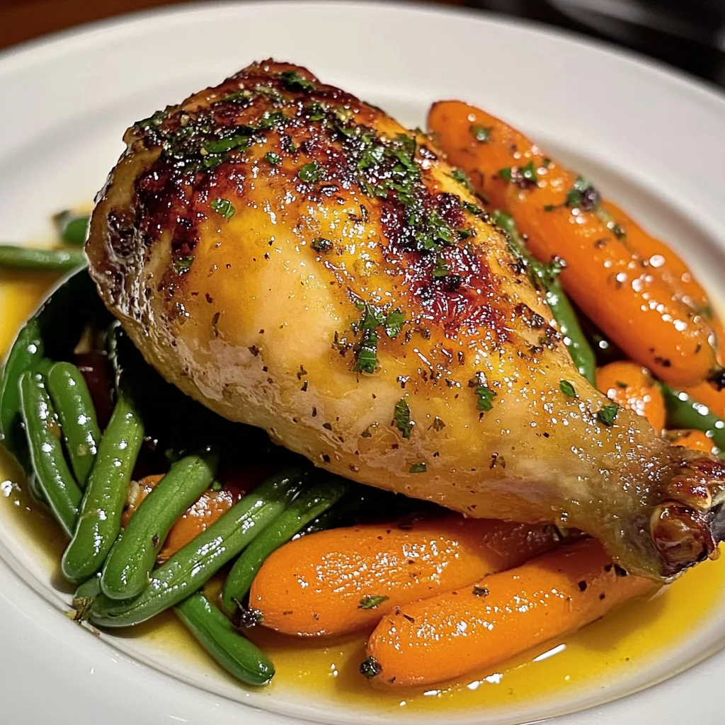 Herb Roasted Chicken with Garlic Green Beans & Glazed Carrots