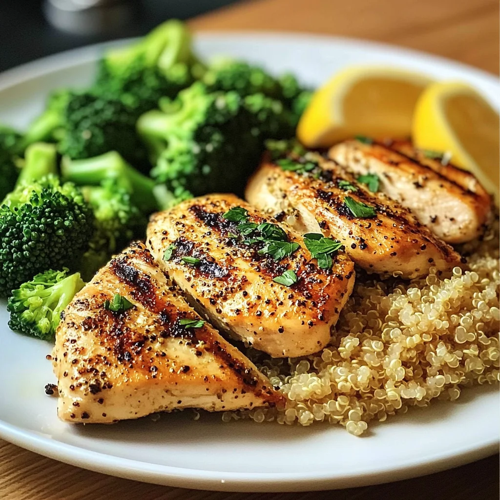 Lemon Pepper Grilled Chicken with Quinoa & Broccoli