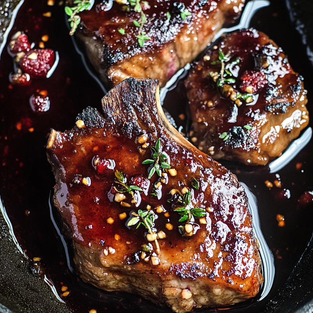 RASPBERRY BALSAMIC GLAZED beef CHOPS